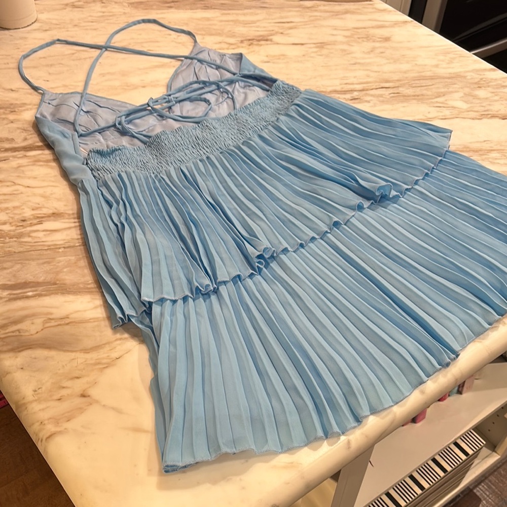 Hello Molly Light Blue Pleated Dress - Picture 7 of 12